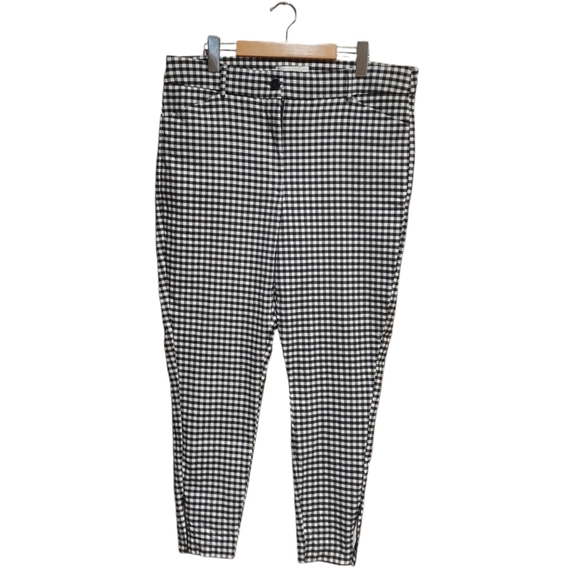 Addition Elle Women's Cropped Ankle Skinny Pants Black White Gingham Size 14 - Picture 3 of 8